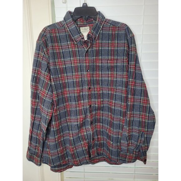 VTG L.L. Bean XL Mens Plaid Flannel Shirt 100% Cotton LS Cabin core heritage - Picture 1 of 4